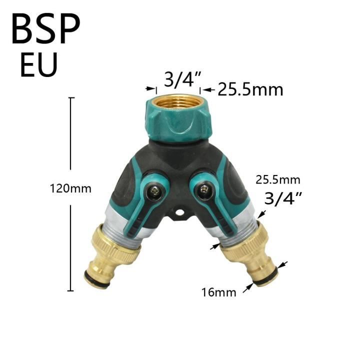 Répartiteur de tuyau d'arrosage à 2 voies robuste, connecteur de tuyau double durable et amélioré, adaptateur de robinet Label - Jardin