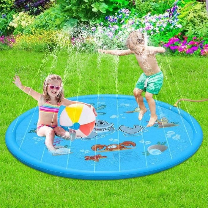 Tapis Jet D'Eau 170x170cm Pour Enfants - Jeu Gonflable Summer Splash - Antidérapant PVC - Jardin/Plage