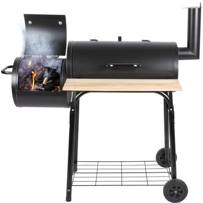 BBQ Collection - Fumoir Barbecue 2-in-1 - Grill - Smoker - Noir - 2 Roues