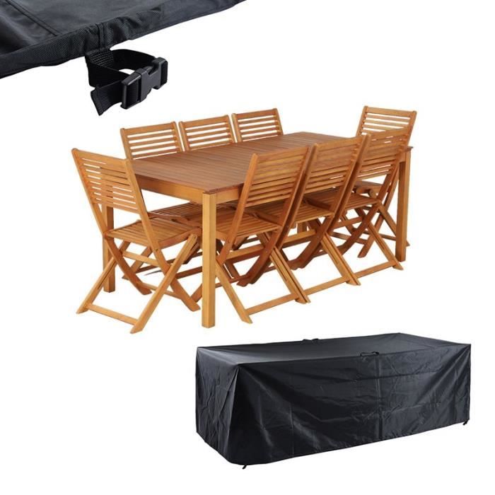 Ensemble table et chaises de jardin - BEAU RIVAGE - SARNO - Bois d'eucalyptus FSC - 8 personnes
