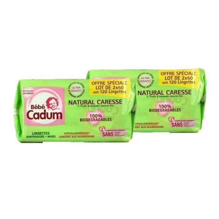Lot De 2 Bebe Cadum Lot Lingettes Bebe Natural Caresse 4x60 Lingettes Cdiscount Puericulture Eveil Bebe