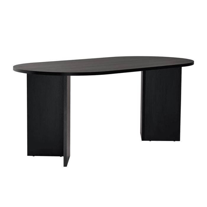 CALICOSY - Table à manger avec bords arrondis L180 cm - SABLE - Bois noir