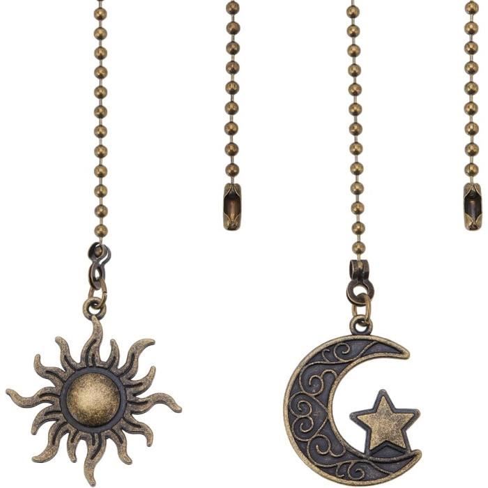 Chaîne De Traction Pour Lampe – Pendentif Bouton En Bois Brun, Chaîne Cuivre, Longueur 12 Pouces