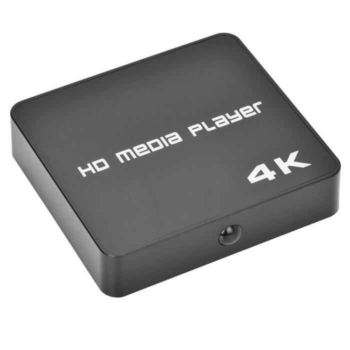 Dilwe lecteur multimédia 4K Ultra U Disk Disque dur HD 4K Quad Core Digital TV Box Lecteur multimédia HDMI (prise UK) (100-240V)