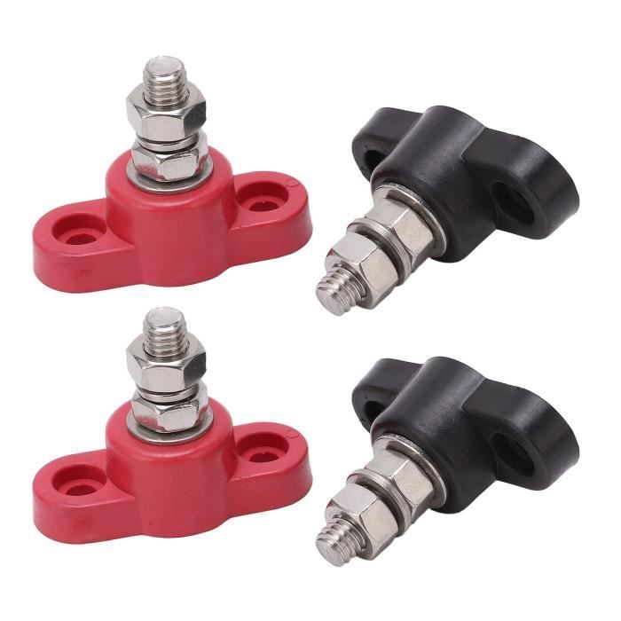 GUNGY Bornier de Distribution D'alimentation de Batterie M8 Bornier de Batterie à Borne 12V-48V pour Voiture Camion Bateau Noir et Rouge 2 Pièces
