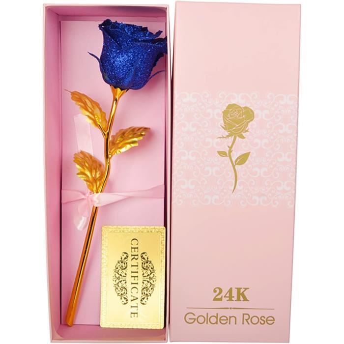 Rose Éternelle Bleue Marine Dans Boîte à Bijoux - Cadeau Original Rose Bleue Préservée