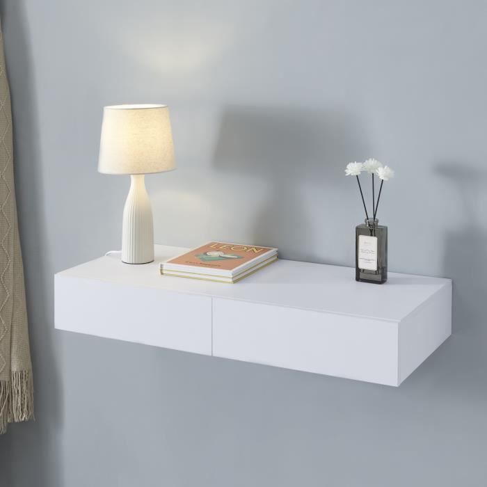 Étagère murale avec 2 tiroirs Karstula 80 x 35 x 12 cm blanc Étagère murale avec 2 tiroirs Karstula 80 x 35 x 12 cm blanc