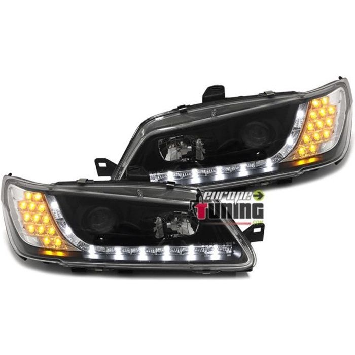 PHARES FEUX AVANTS TUNING NOIRS DEVIL EYES LED PEUGEOT 306 PHASE 1 1993-1997 (13629)