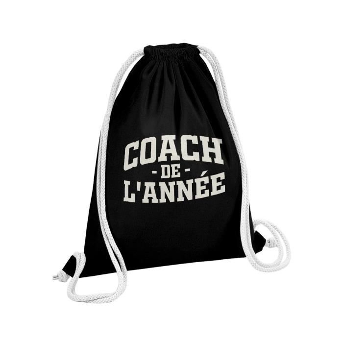 Sac de Gym en Coton Noir Coach de l ann e Sport Foot Basket Rugby