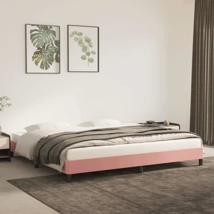 FAMIROSA Cadre de Lit Rose 200x200 cm Velours-999