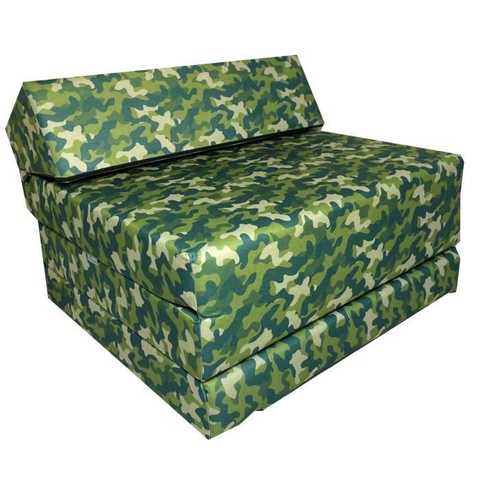 matelas futon pliant - fortisline - 70x200 cm - camouflage vert - mousse - 1 personne