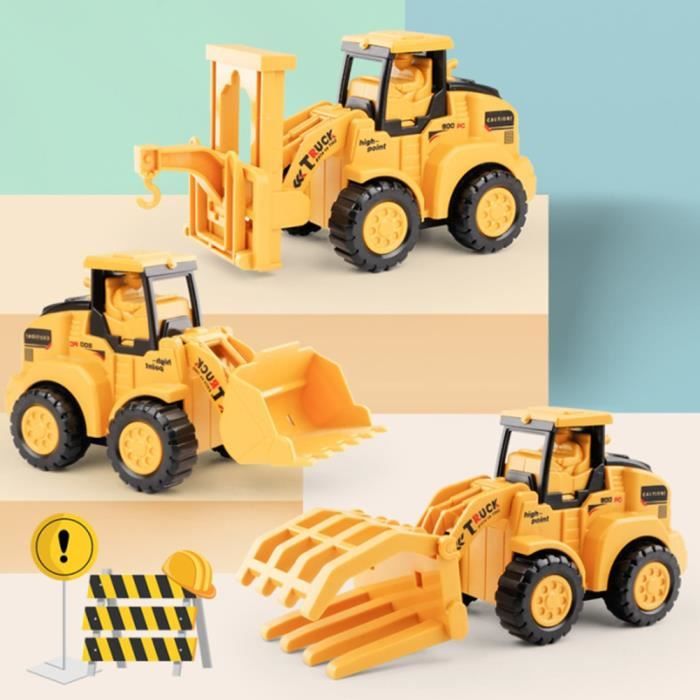 WolinTek 4 Voitures Push And Go - Jouets Éducatifs Avec Lumière Et Son Pour Enfants - Police, Ambulance, Pompier, Taxi