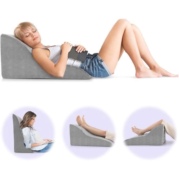 GOPLUS 1 PC Coussin de Lecture 51x32x61CM en Mousse Coussins Tete de lit pour Lit Coussin Housse Amovible et Lavable Gris