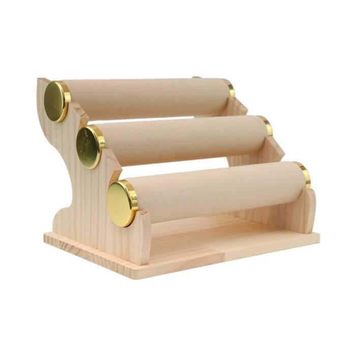 GemeShou Support Pour Bracelet En Velours Beige, Organisateur Et Rangement Pour Bracelets Pour Exposition, Support Pour Montre Et Support Pour Bijoux En Or Pour Femme[Beige