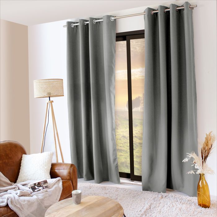 Rideau thermique en microfibre doublée Gris clair 135x240 cm