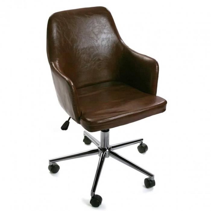 fauteuil de bureau réglable alice en revêtement polyuréthane marron vintage marron  inside75