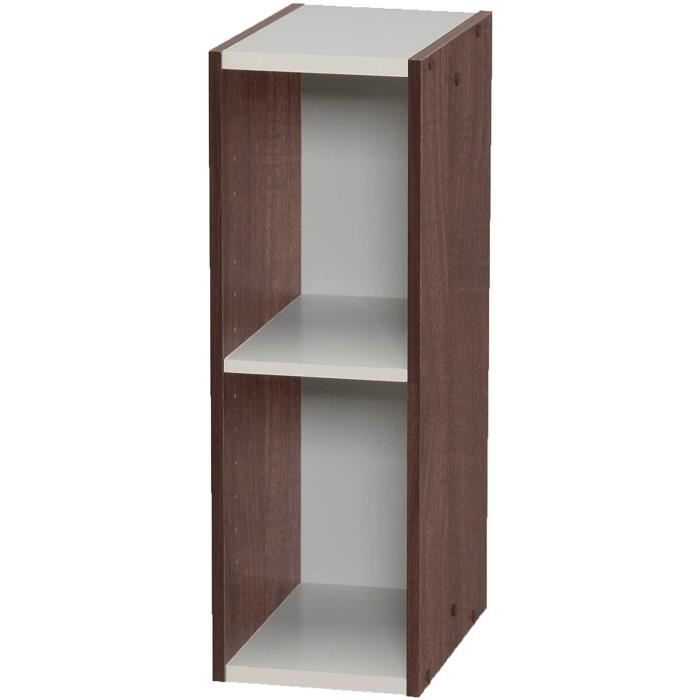 meuble de rangement bibliothèque/2 etagères modulables - iris ohyama - ub-6020 - marron - l29 x p19.7 x h59.4 cm