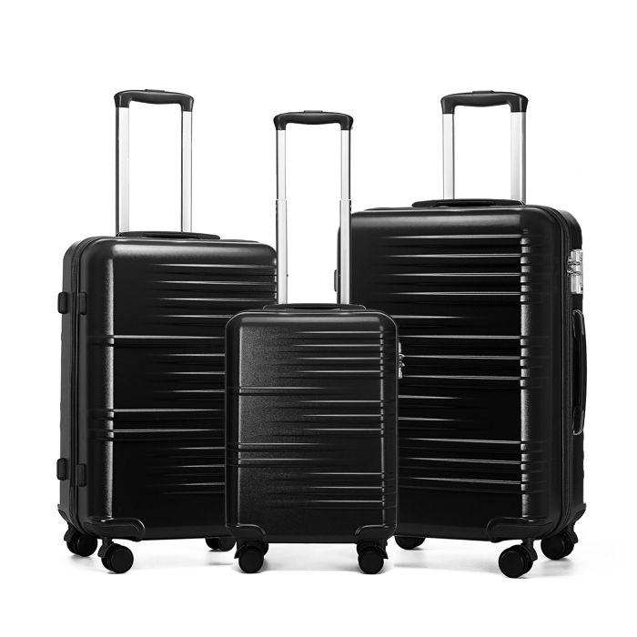 Set De 3 Valises Kono ABS+PC - Légères, Extensibles Avec Roues 360° Et Serrure TSA | Gris/Marron (M/L/XL)