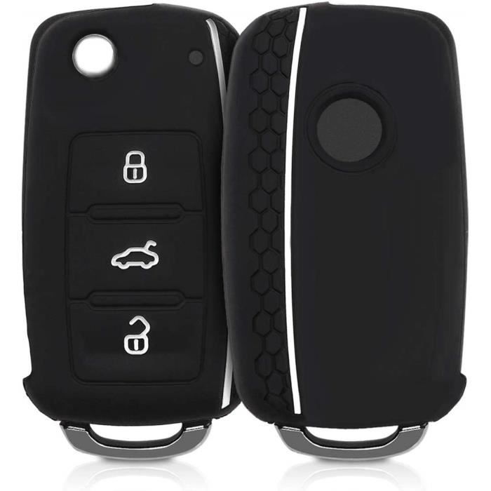 Kwmobile Accessoire Clef De Voiture Compatible Avec VW Skoda Seat 3-Bouton - Coque De Clé De Voiture En Nubuck - Boussole Gris