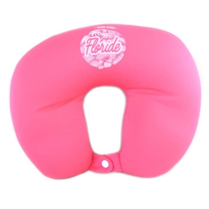 Coussin De Nuque Oreiller De Voyage Floride Rose 25x25x8 Cm
