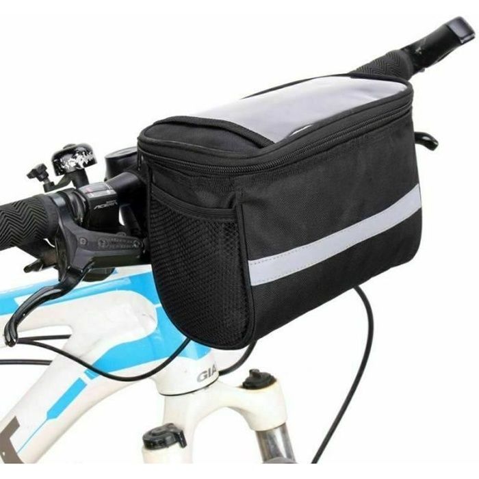 Sac de vélo multifonctionnel vélo de montagne vélo imperméable à l'eau - Sacoche de guidon pliable de grande capacité pour VTT noir