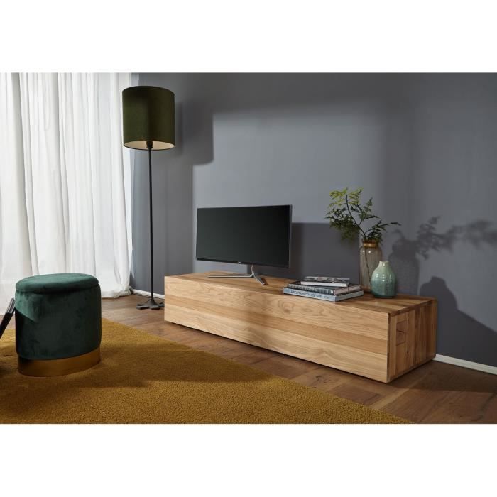 Meuble Tv Bois Massif De Chene Huile Bois Naturel Frankfurt 106 Achat Vente Meuble Tv Meuble Tv Chene Huile Cdiscount