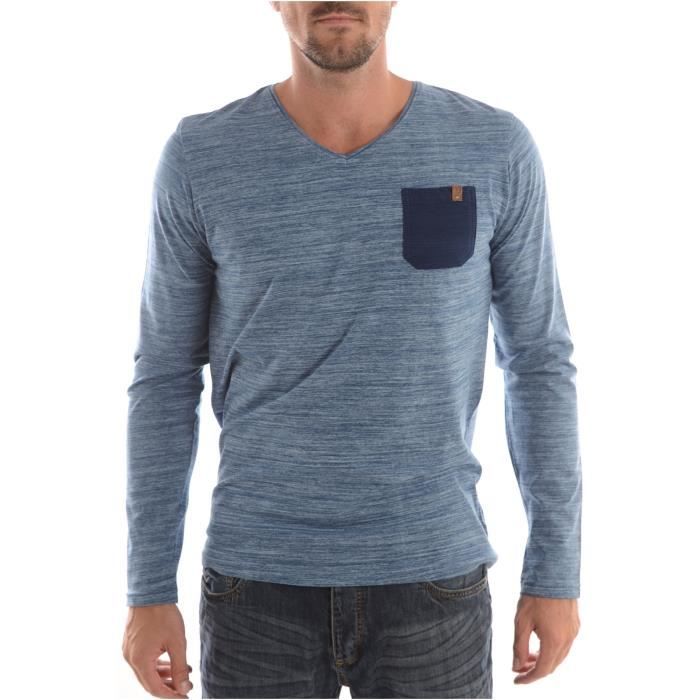 Tee Shirt Manches Longues Homme Biaggio Jeans Bleu Cdiscount Pret A Porter