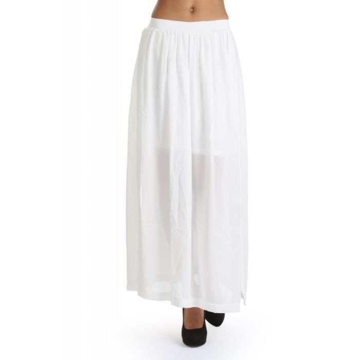 Jupe longue semi-transparente Heline Blanc - Cdiscount Prêt-à-Porter