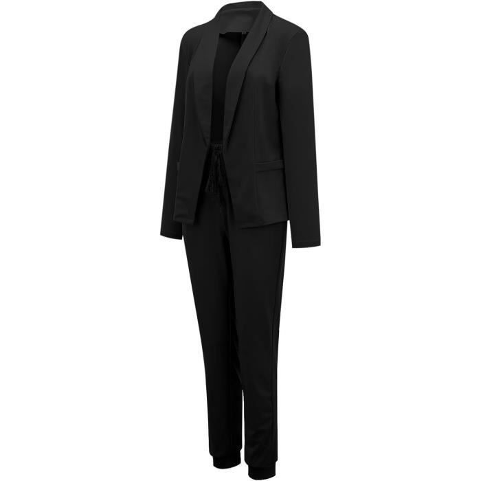 Tailleur Femme 2 Pièces Ensemble Pantalon Blazer Chic Élégant Slim Fit - Costume Bureau 2024