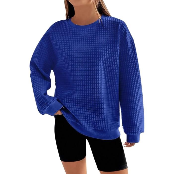 CHEMISE CHEMISETTE Sweat Shirts pour Femme Couleur Unie D contract Unisexe Sweat Sable