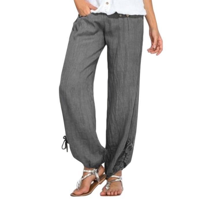 Tomwell Femme Pantalon Casual Coton Lin Dames Bloomers Confortable
