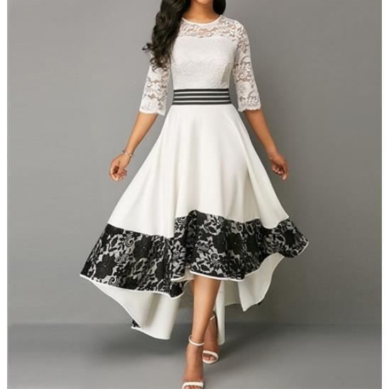 été Automne Robe Femmes 2019 élégant Sexy évider Dentelle