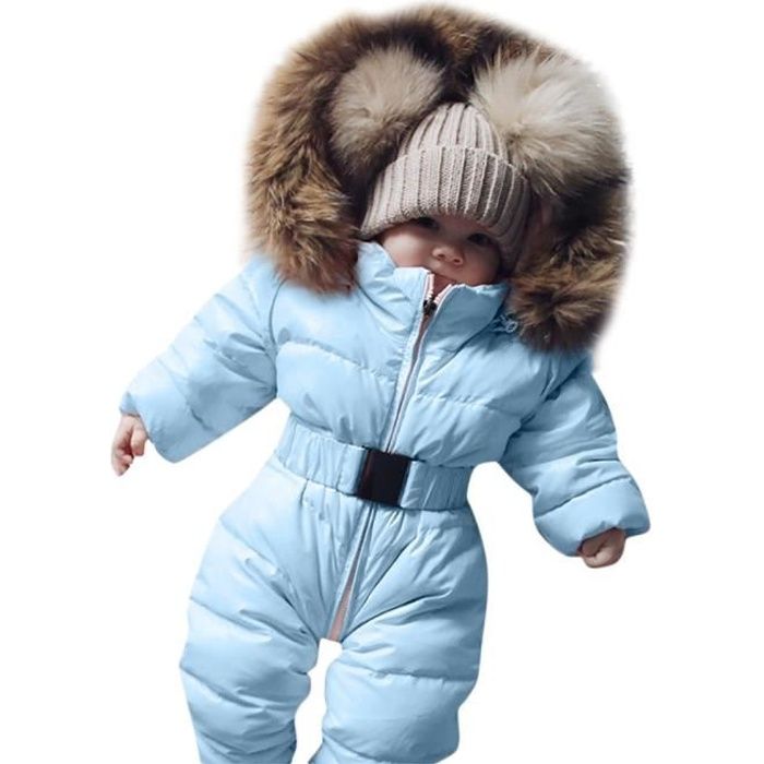 Hiver Infantile Bebe Garcon Fille Barboteuse Veste A Capuche Combinaison Chaude Manteau Epais Tenue N Celeste Cdiscount Pret A Porter