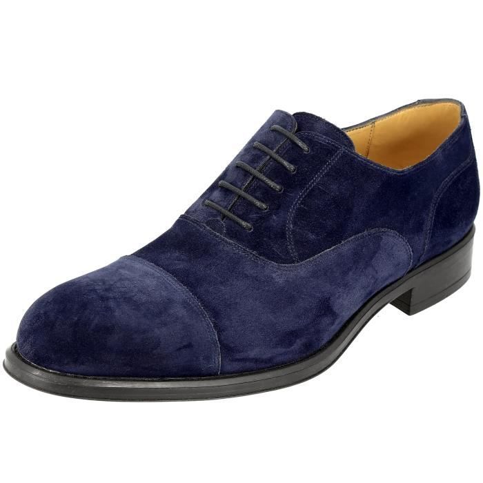 Richelieu homme de ville en cuir Daim Bleu 201 Belym Dessus Tige Daim Nubuck Confortable et elegant