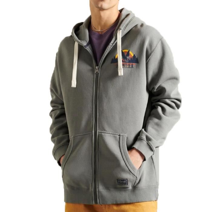 Sweat Marc Anthony Zippé Intégral Homme, Gris/noir, Taille M – Idéal Sport