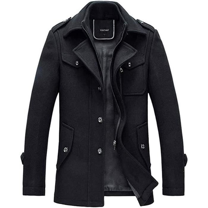 Manteau Homme Laine Hiver Chaud Trench-Coat Caban élégant Blouson Parka  Veste Regular Fit Casual Manteaux noir - Cdiscount Prêt-à-Porter