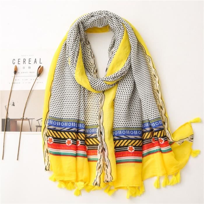 Foulard à Pois Viscose - Grand Modèle 85x180cm - Léger Et Doux Pour Protection Solaire Ou Style