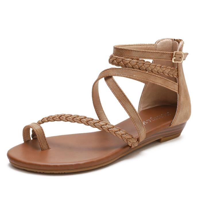 Sandales Femme Plate Confortable Bout Ouvert Pour Plage AIEVIS