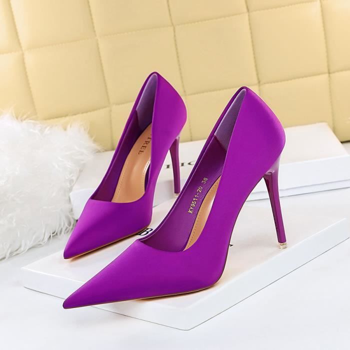 Escarpin Femme Talons hauts simples Violet 10cm Synth tique