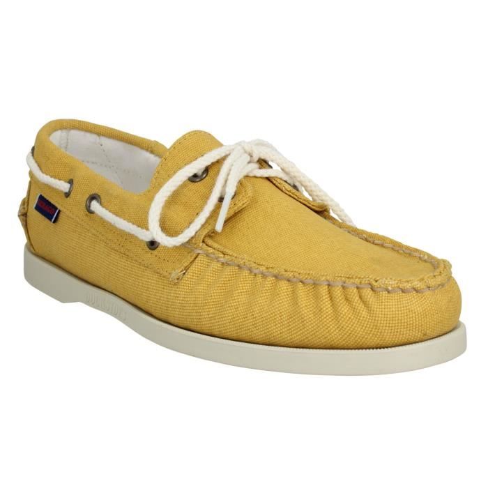 Chaussures bateaux Docksides Canvas Moutarde Homme - SEBAGO - 014613-42,5 - Jaune - Caoutchouc - Textile