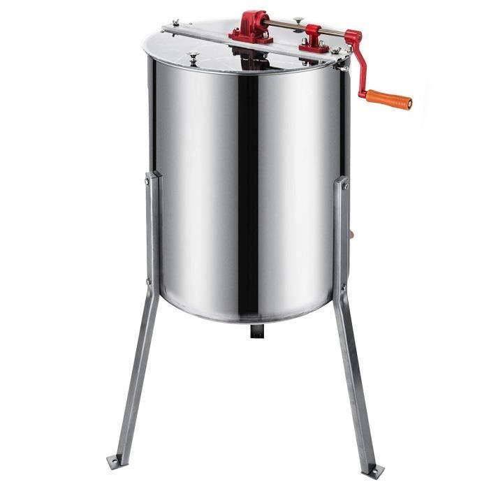 4 cadres+2 couvercles Inoxy Extracteur de Miel Manuel Centrifugeuse+3 pieds