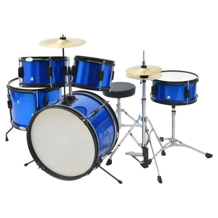 Tambour Kit de batterie complet Instrument de musique Acier enduit de  poudre Bleu Junior - Cdiscount Instruments de musique
