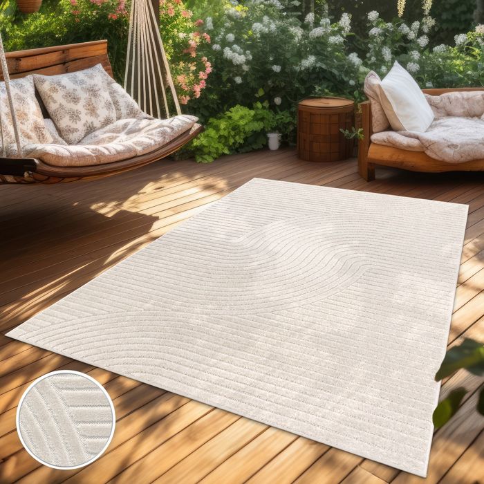 Paco Home Tapis Salon Chambre Adulte Poils Ras Uni Motif Boho Motif Scandinave Crème Crème Crème 200x290 Cm - Maison