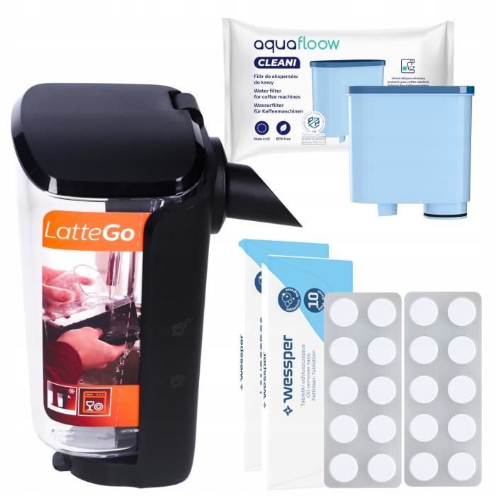 Récipient à lait Philips Saeco LatteGo 5000 Series + Filtre à eau et 2x Pastilles de nettoyage 20g pour la machine à café