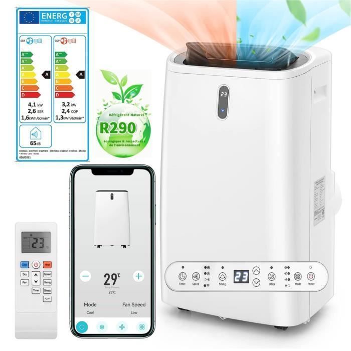 Climatiseur Mobile Silencieux 14000BTU - RELAX4LIFE - Commande Smart App - Refroidisseur dair pour 40m2 - Classe énergétique A