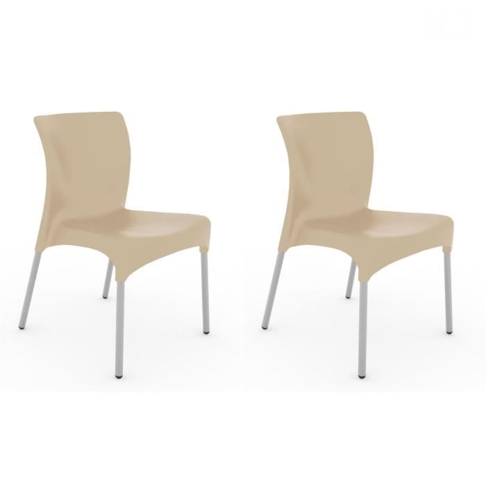 chaise de jardin empilable resol moon - marron/beige - aluminium/polypropylène - 50x58,5x80,5 cm