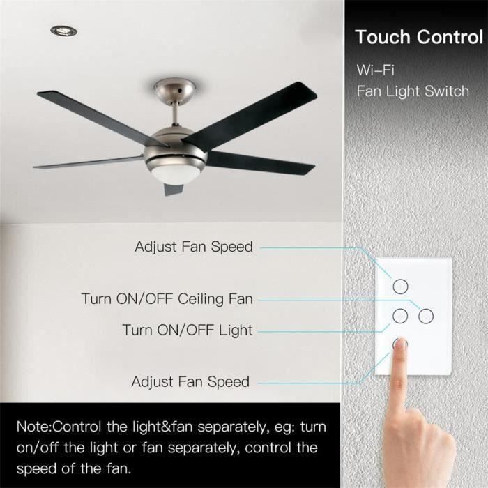 Activité-Smart WiFi Fan Light Switch In-Wall ventilateur de plafond lampe Commutateur US aighegd1088