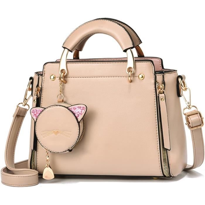 Sac à Main Femme DORRISO Bandoulière Broderie - Grand Format 33x14x28 Cm - Cuir PU Jaune - Bretelle Amovible Réglable