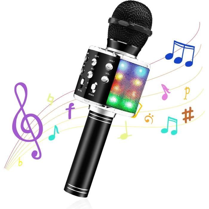 FISHOAKY – Micro Karaoké Bluetooth 4-en-1 : Micro, Enceinte, Enregistreur, Selfie – 2600mAh – Voix Modifiée
