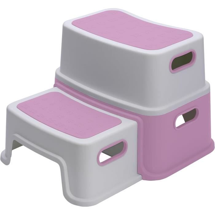Tabouret 2 Marches Fygues En Bois Pour Enfant – Antidérapant, Portable, Salle De Bain/cuisine, Chêne